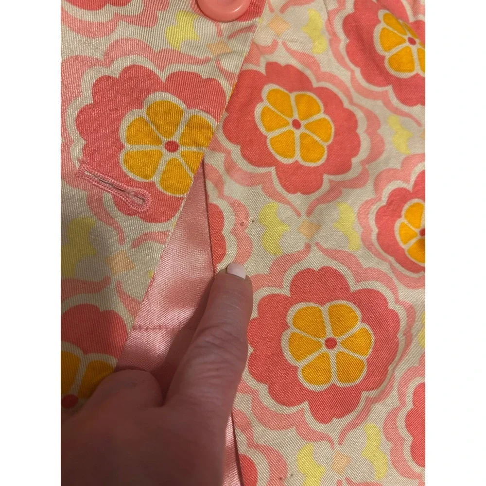 Vintage Baby Gap sz 4 Retro print swing jacket pink orange flower girls READ